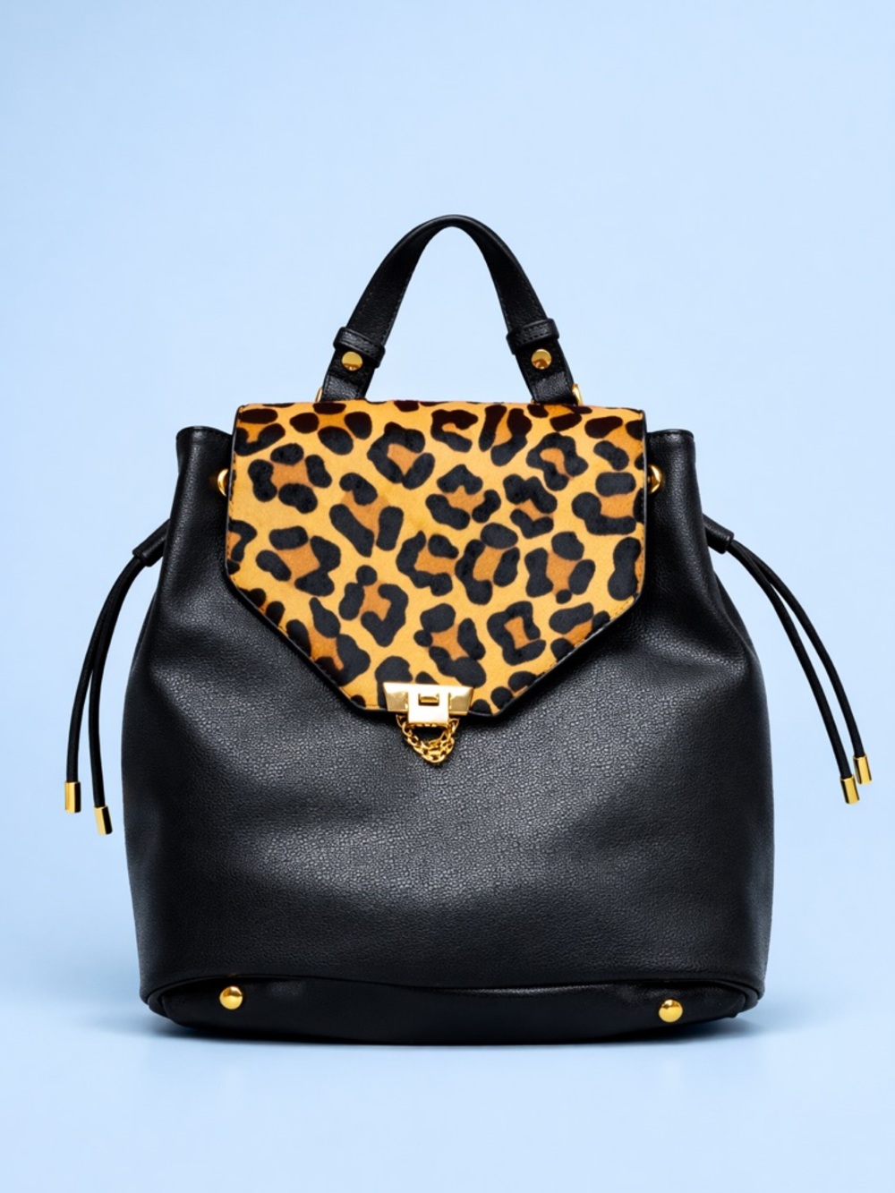 NWT Dune London Backpack Black with Calf Hair Leopard Rare